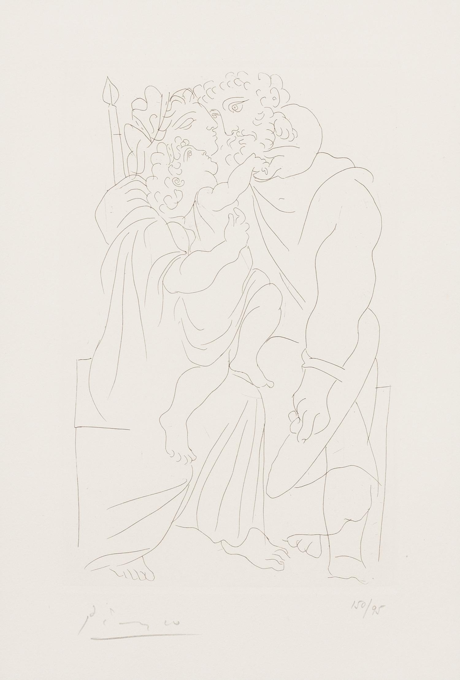 Pablo Picasso, (Spanish, 1881-1973), Couple et enfant (pl. 1 from Lysistrata), 1934
