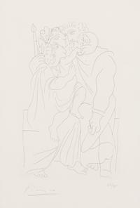 Pablo Picasso, (Spanish, 1881-1973), Couple et enfant (pl. 1 from Lysistrata), 1934