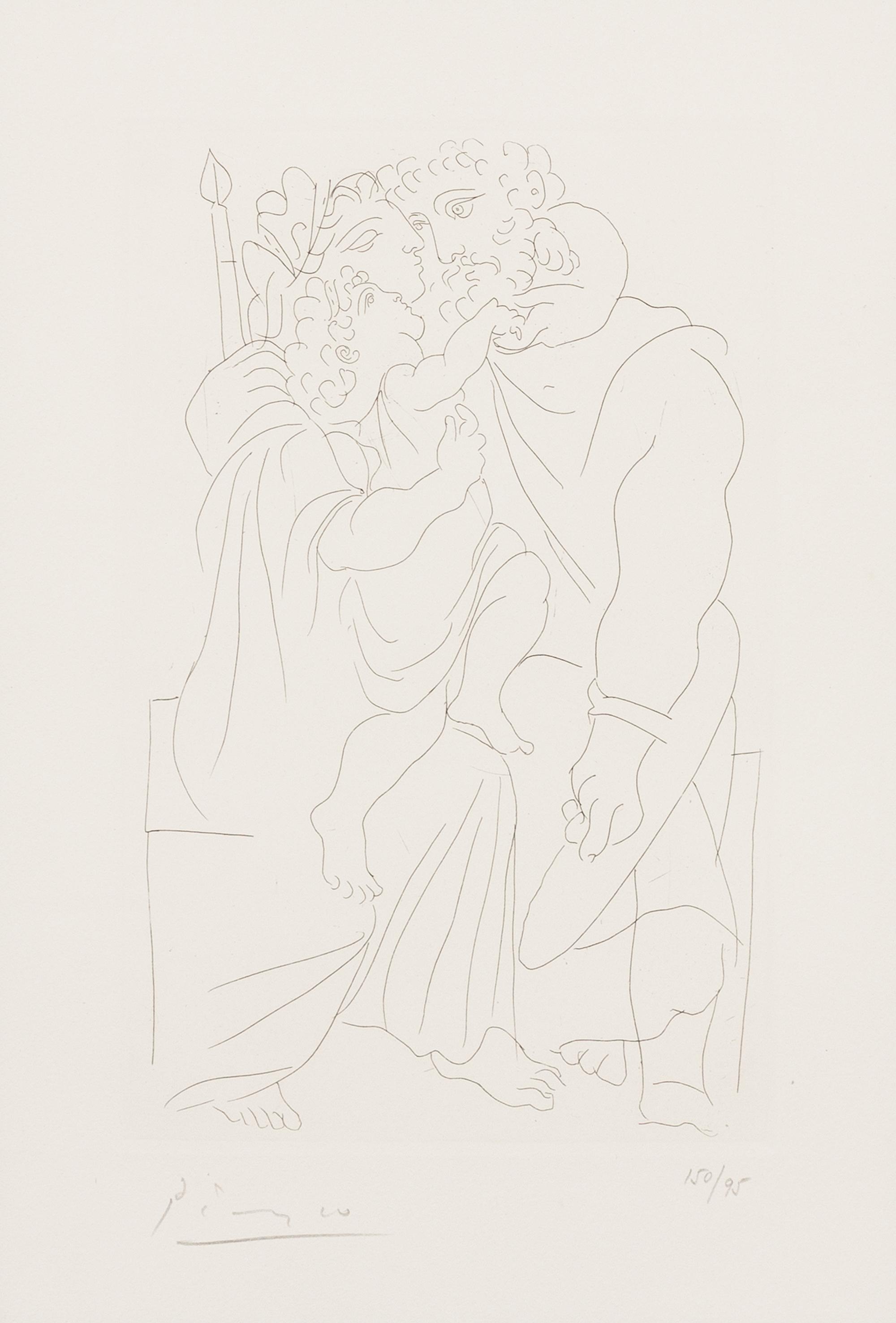 Pablo Picasso, (Spanish, 1881-1973), Couple et enfant (pl. 1 from Lysistrata), 1934