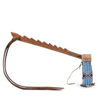 Northern Plains Wood Quirt, with Beaded Hide Wrist Strap