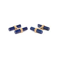 BOUCHERON, YELLOW GOLD AND LAPIS LAZULI CUFFLINKS