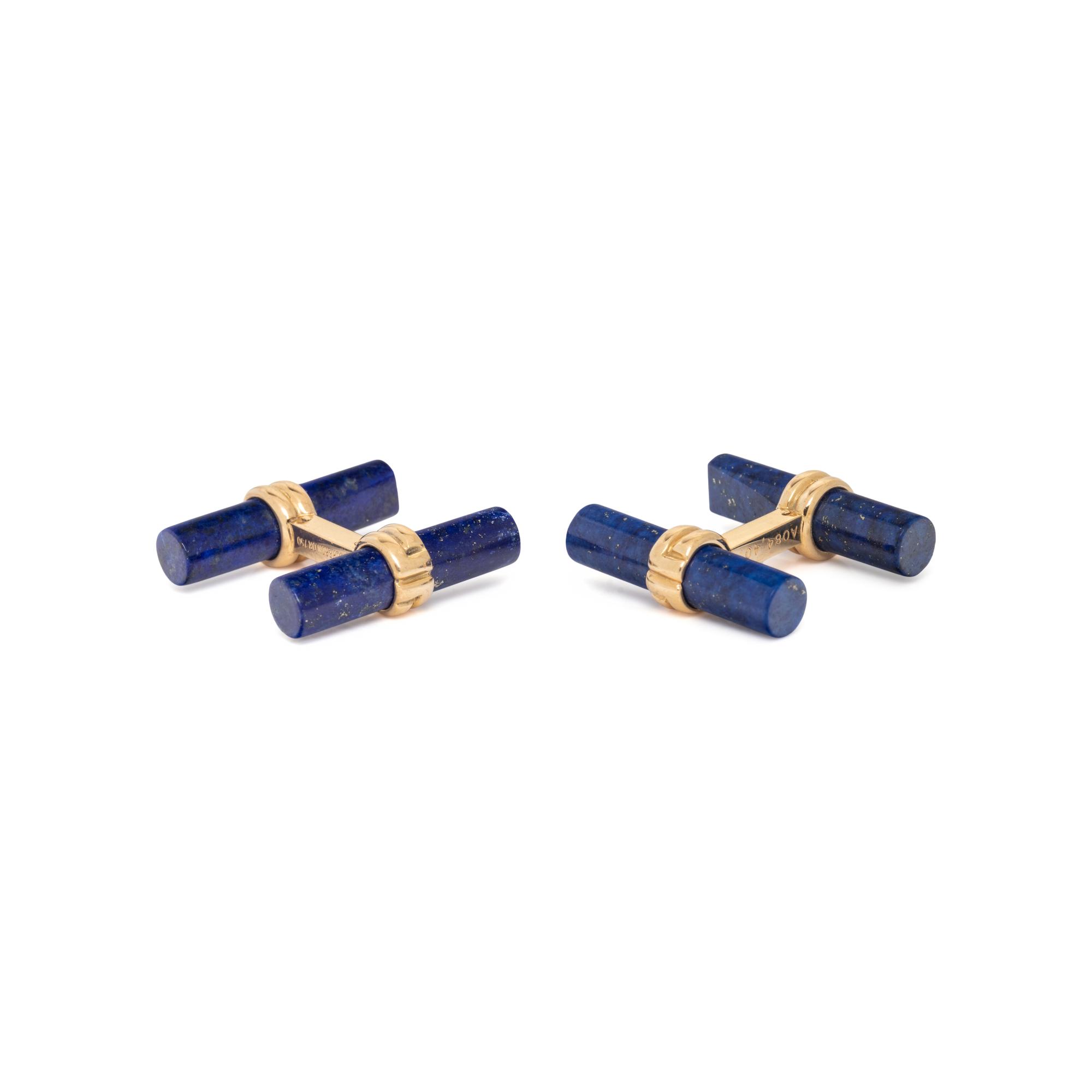 BOUCHERON, YELLOW GOLD AND LAPIS LAZULI CUFFLINKS