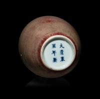A Chinese Peachbloom Glazed Porcelain Amphora Vase