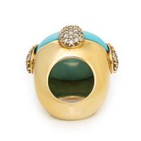 SAZINGG, TURQUOISE, DIAMOND, AND YELLOW GOLD RING