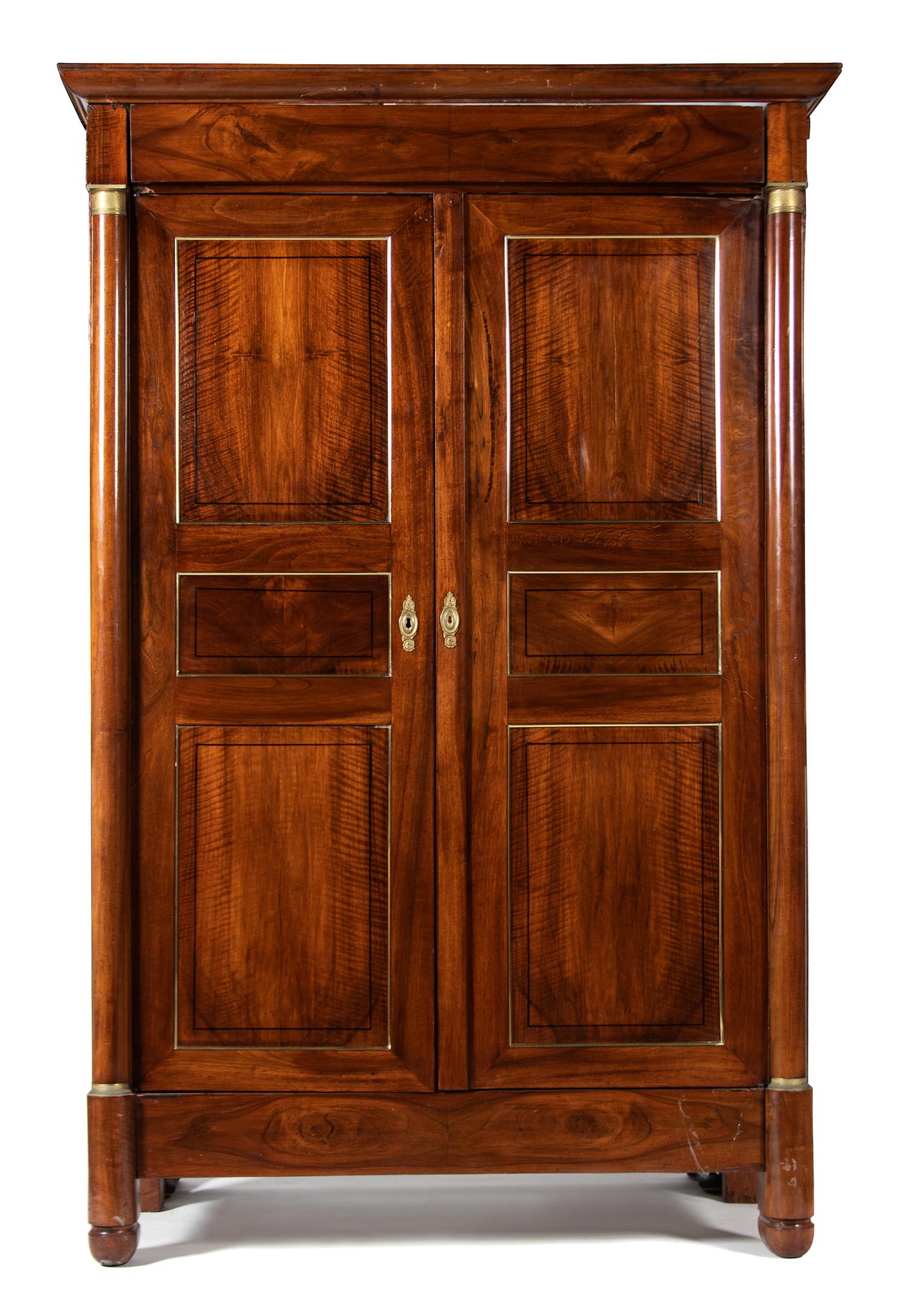 A French Empire Mahogany Armoire Height 90 x width 59 x depth 26 inches. — SECOND QUARTER 19TH CENTURY