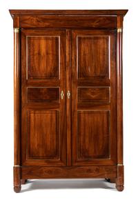 A French Empire Mahogany Armoire Height 90 x width 59 x depth 26 inches. — SECOND QUARTER 19TH CENTURY