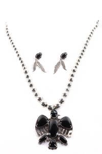 Southwest Style Silver and Onyx Pendant Height of pendant 3 inches