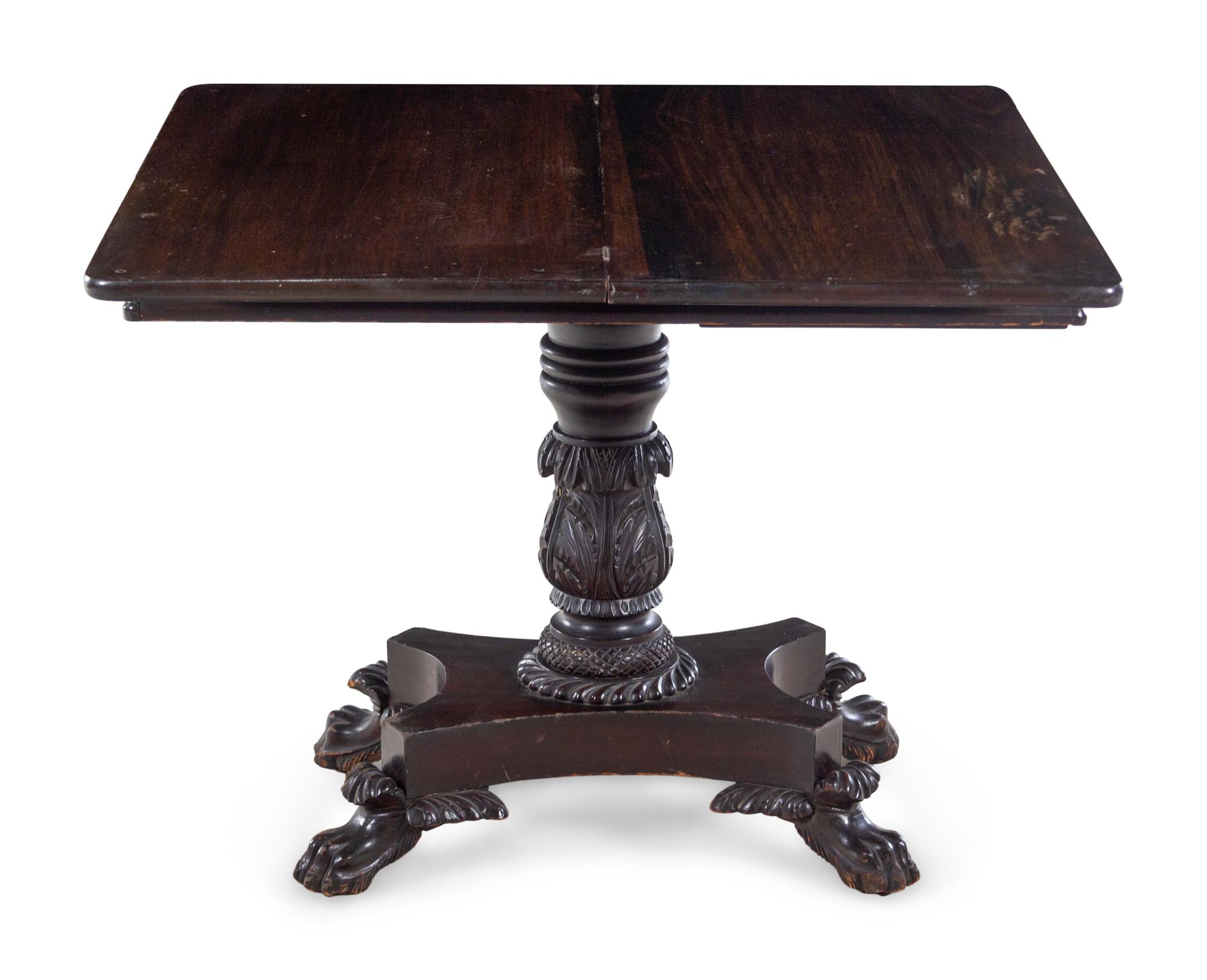 A Classical Carved Mahogany Flip-Top Table