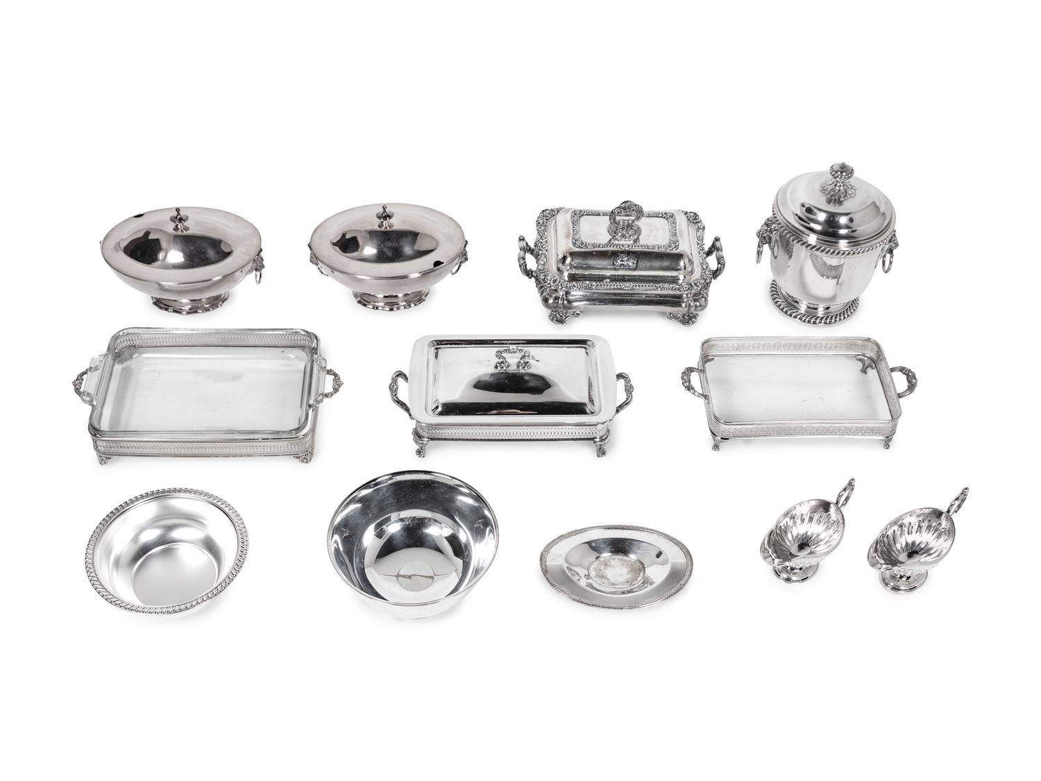 A Collection of Eleven Silver-Plate Serving Articles