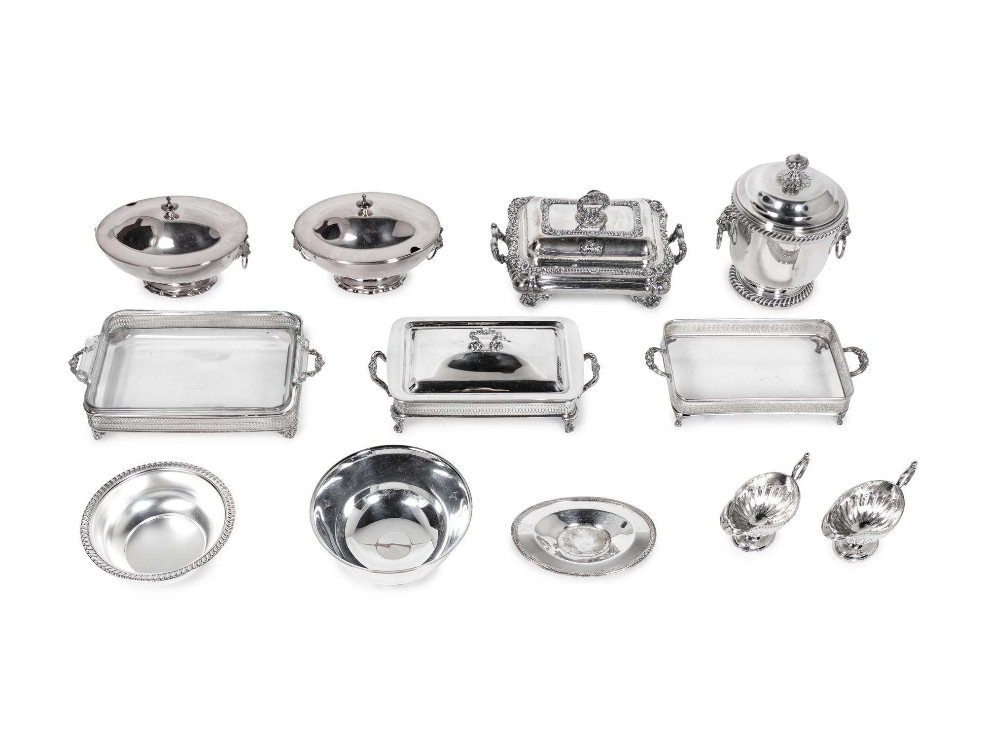A Collection of Eleven Silver-Plate Serving Articles