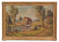 Ellis William Roberts (British, 1860-1930) Country Farm oil…