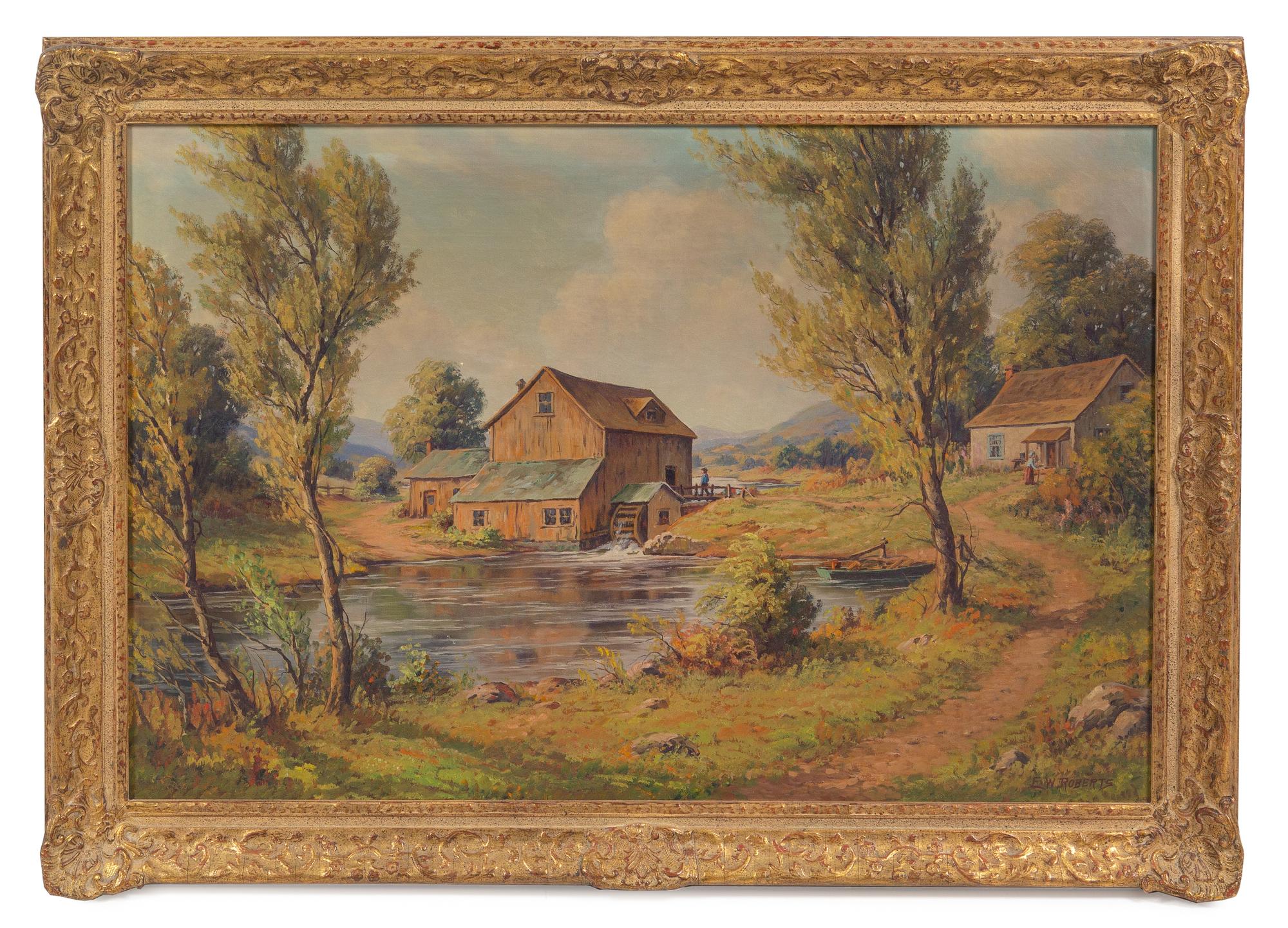 Ellis William Roberts (British, 1860-1930) Country Farm oil…
