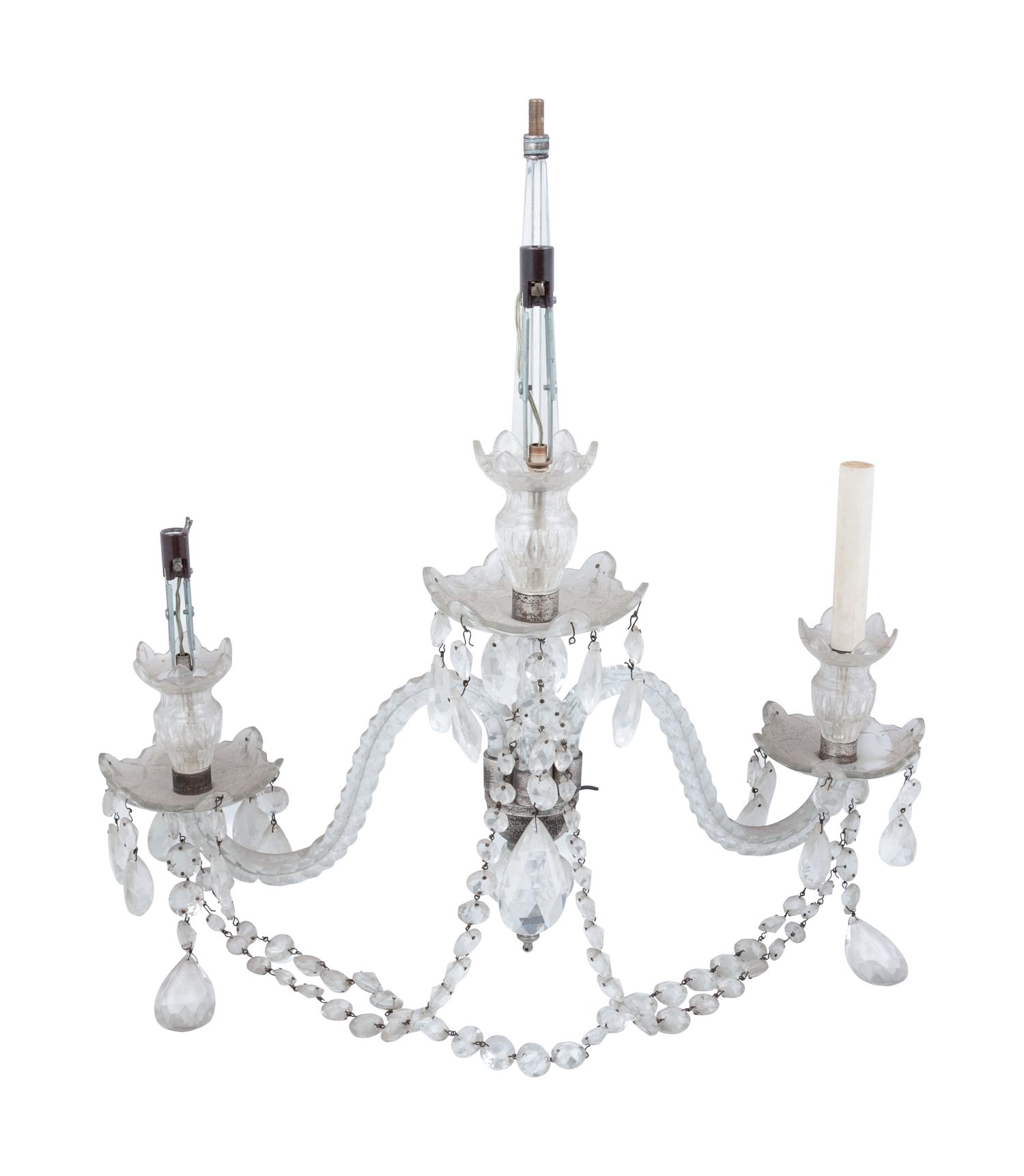 A Cut Glass Three-Light Sconce