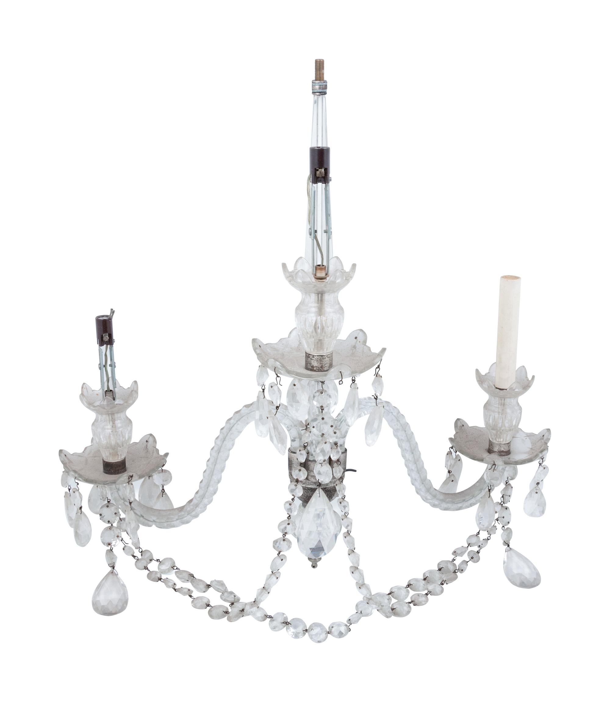 A Cut Glass Three-Light Sconce