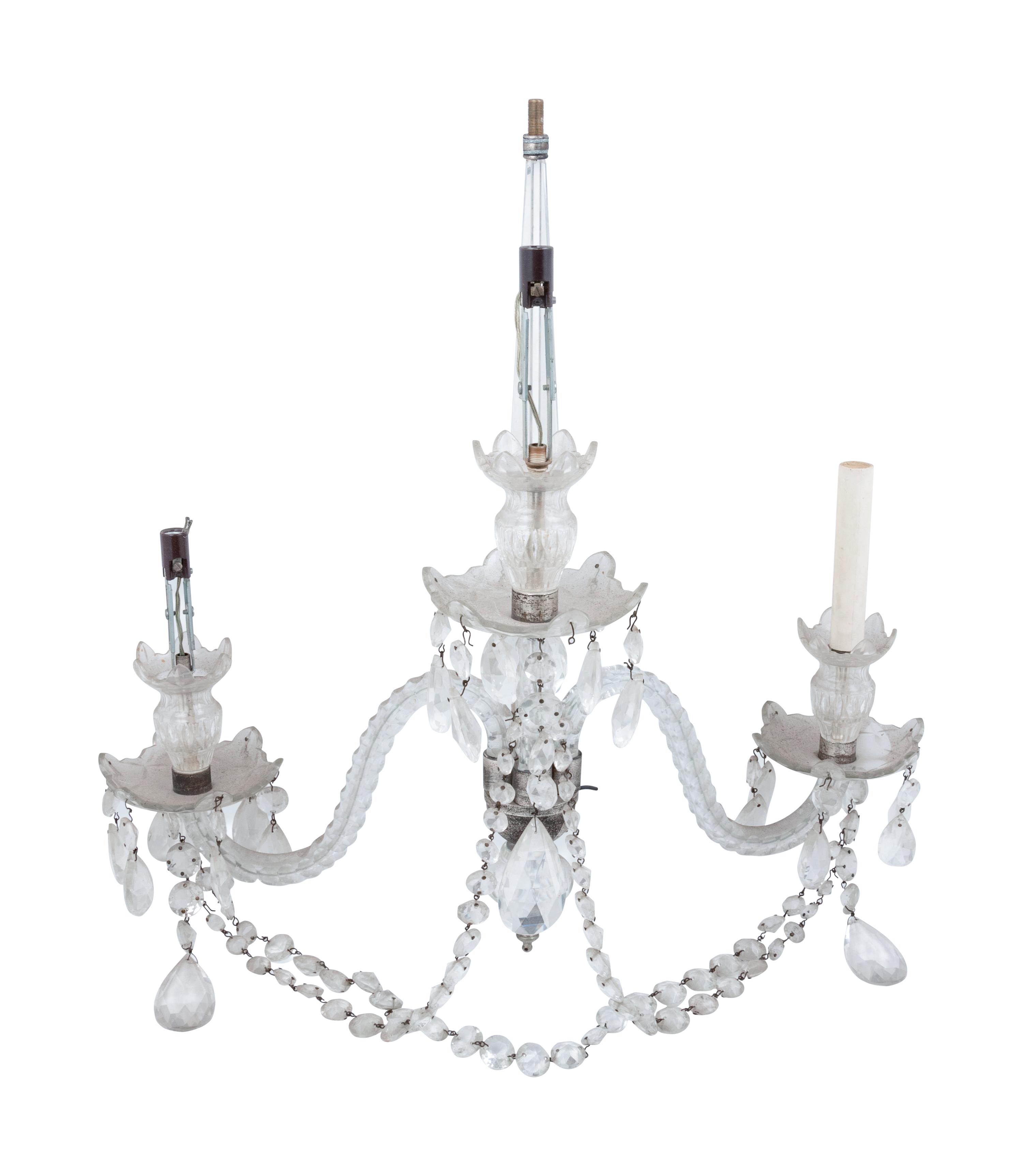A Cut Glass Three-Light Sconce