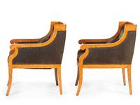 A Pair of Biedermeier Burlwood Bergeres