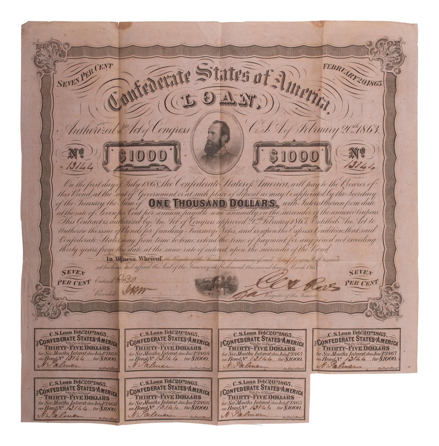 [CIVIL WAR]. Union soldier's letter written on captured Confederate stationery by Frederick C. Hale, Company F, 118th New York Infantry, with Confederate bonds. Richmond, 16 April 1865.