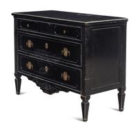 An Italian Gilt Metal Mounted Ebonized Chest of Drawers