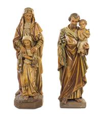 Two American Painted Plaster Ecclesiastical Figures, DAPRATO RIGALI STUDIOS, FIRST HALF 20TH CENTURY, Height of taller 55 inches. — DAPRATO RIGALI STUDIOS, FIRST HALF 20TH CENTURY.