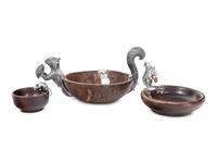 Three German Silver Mounted Wood Bowls