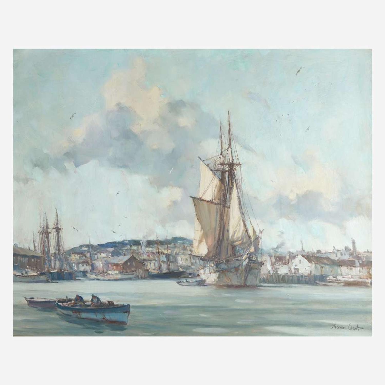 Gordon Hope Grant (American, 1875-1962) Coaster in Port