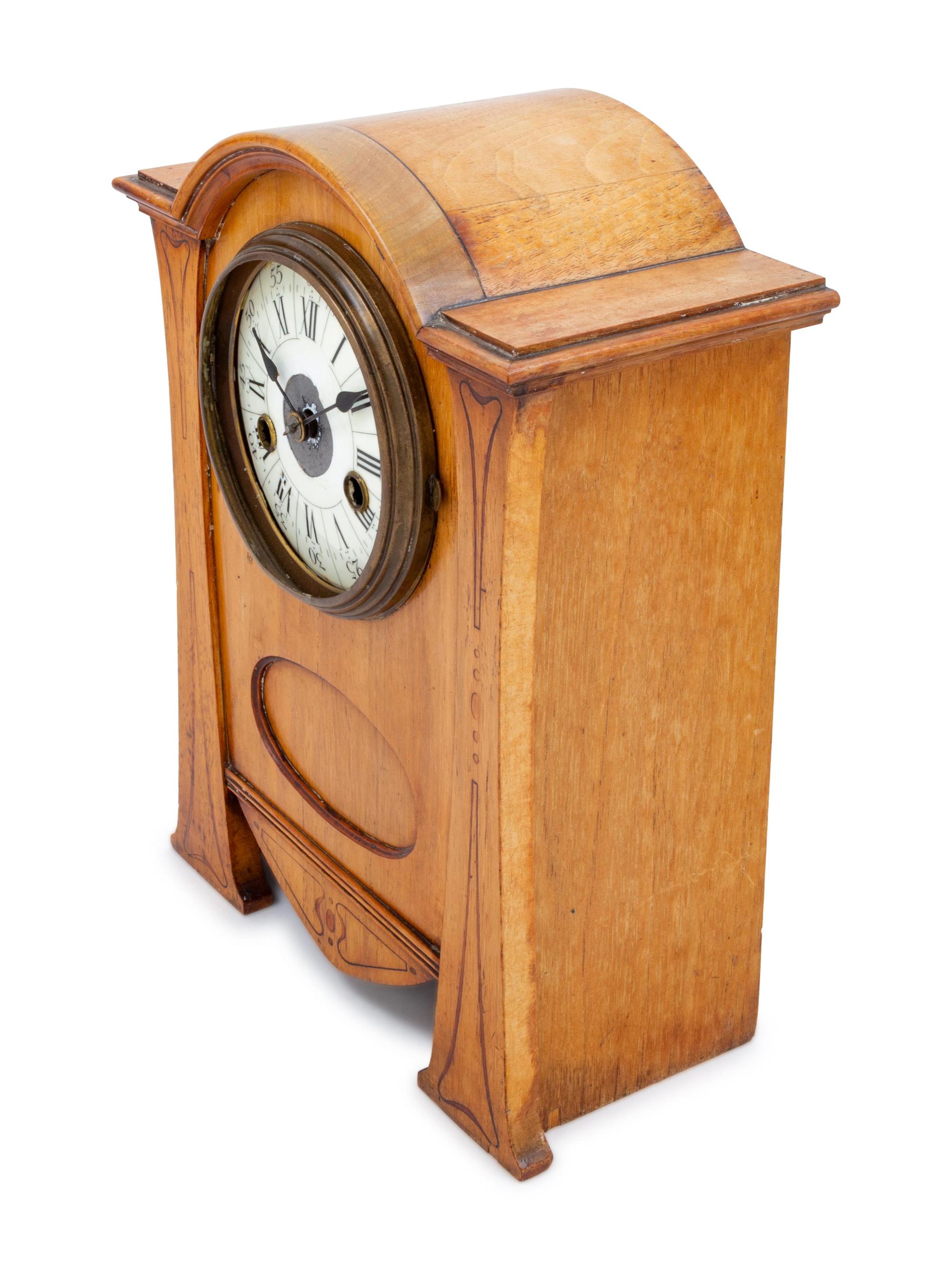A Secessionist Fruitwood Mantel Clock