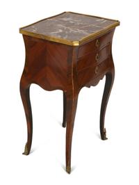 A Louis XV Style Marble Top Gilt Metal Mounted Side Table