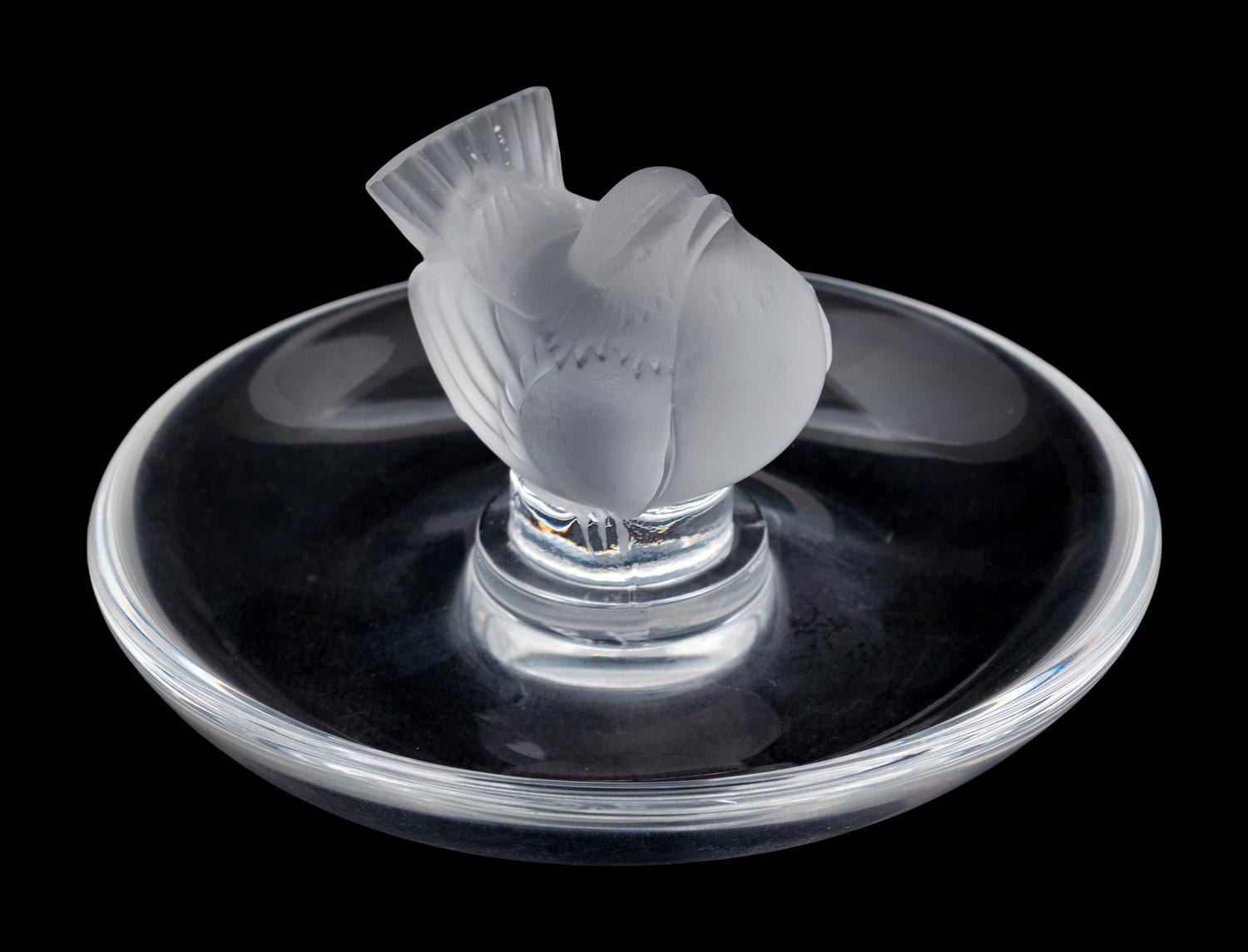 A Group of Eight Lalique Ring Trays with Birds