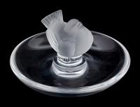 A Group of Eight Lalique Ring Trays with Birds