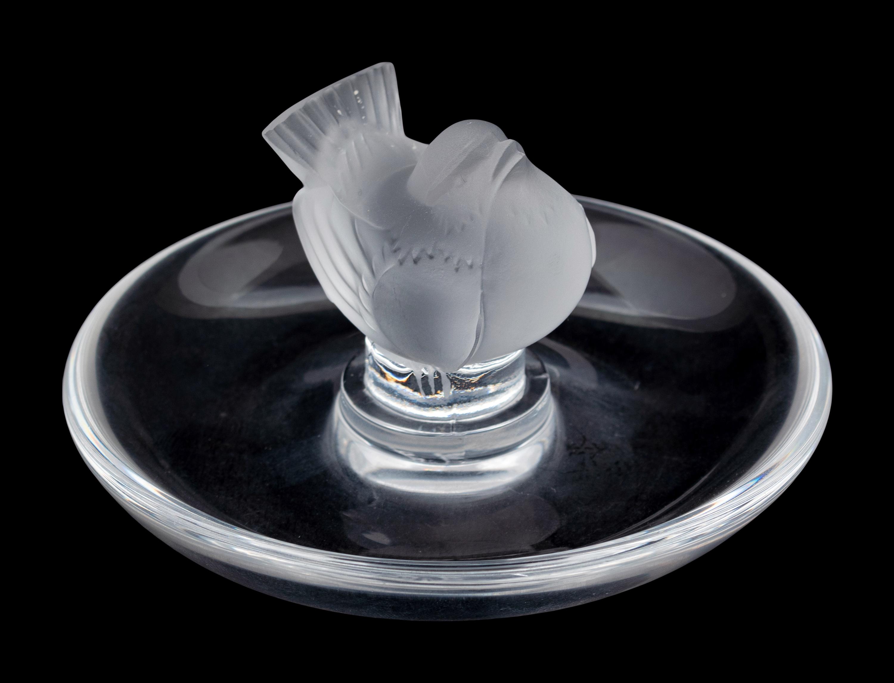 A Group of Eight Lalique Ring Trays with Birds