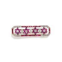 ANTIQUE, RUBY AND DIAMOND BROOCH