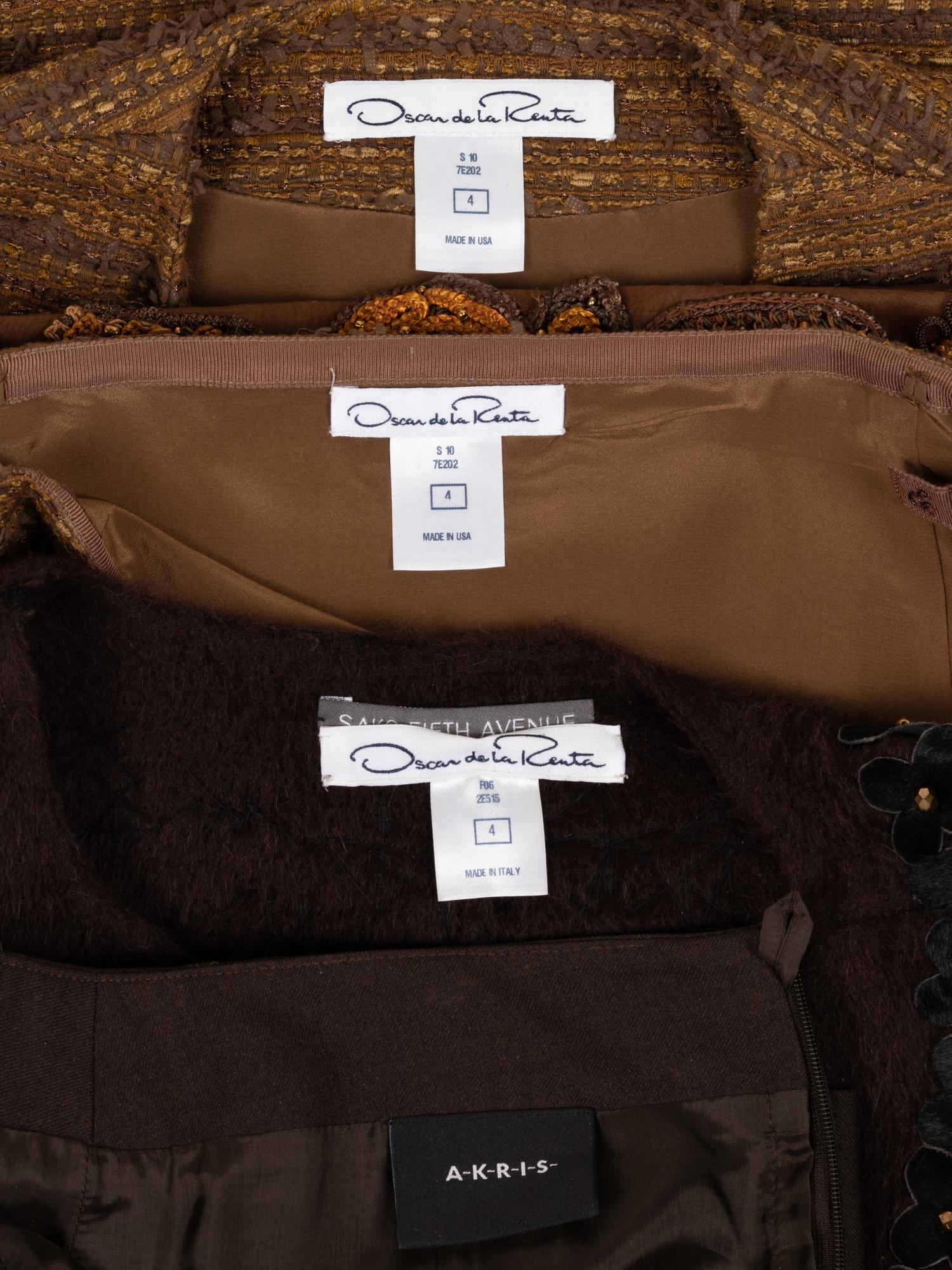 Two Designer Skirt Suits: One Oscar de la Renta Skirt Suit and Jacket, One Akris Skirt, 2006-10