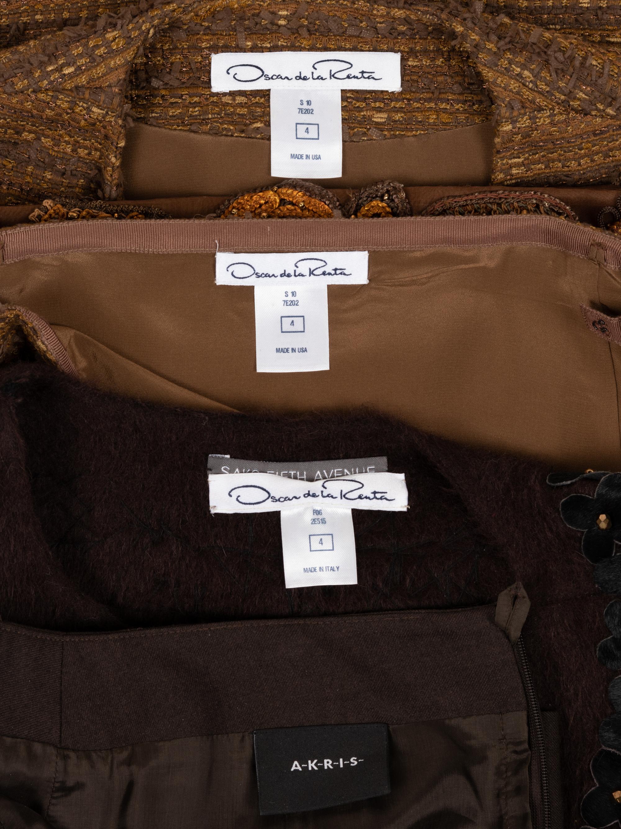 Two Designer Skirt Suits: One Oscar de la Renta Skirt Suit and Jacket, One Akris Skirt, 2006-10