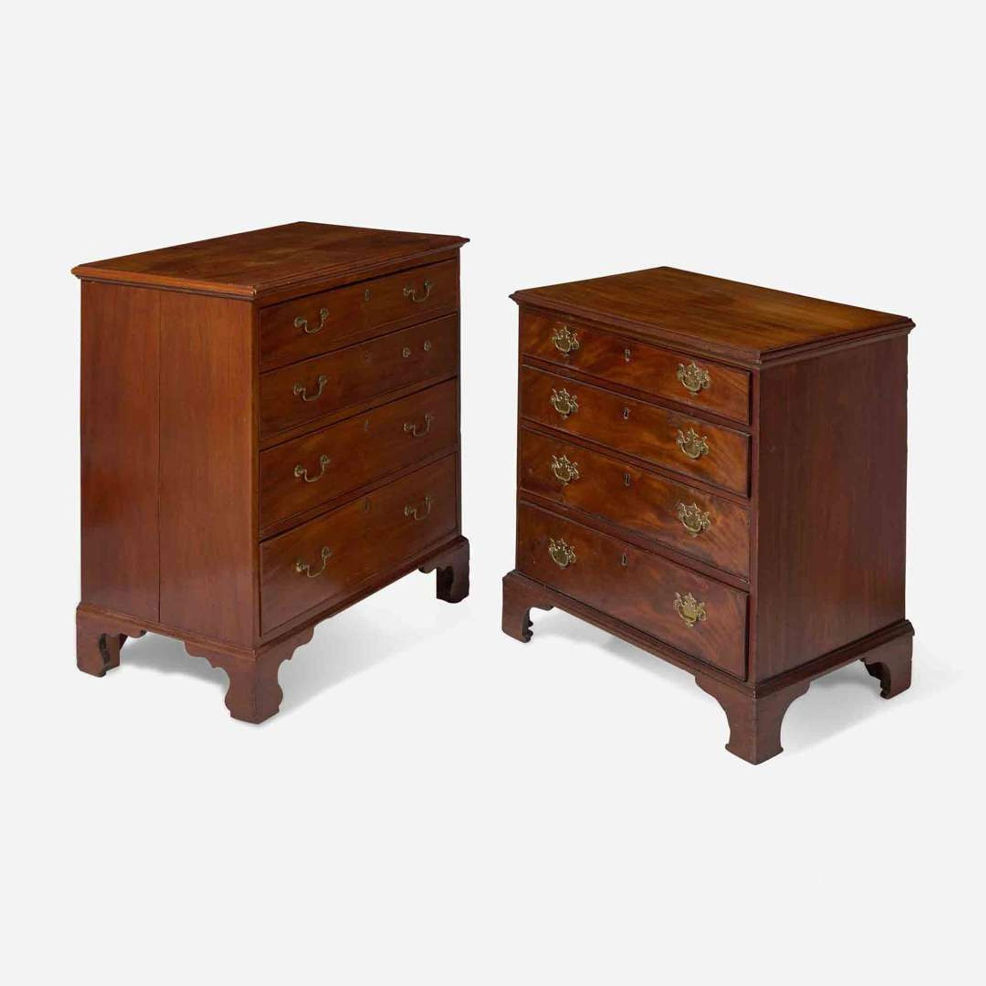 Two diminutive Chippendale carved mahogany chests of drawers late 18th century