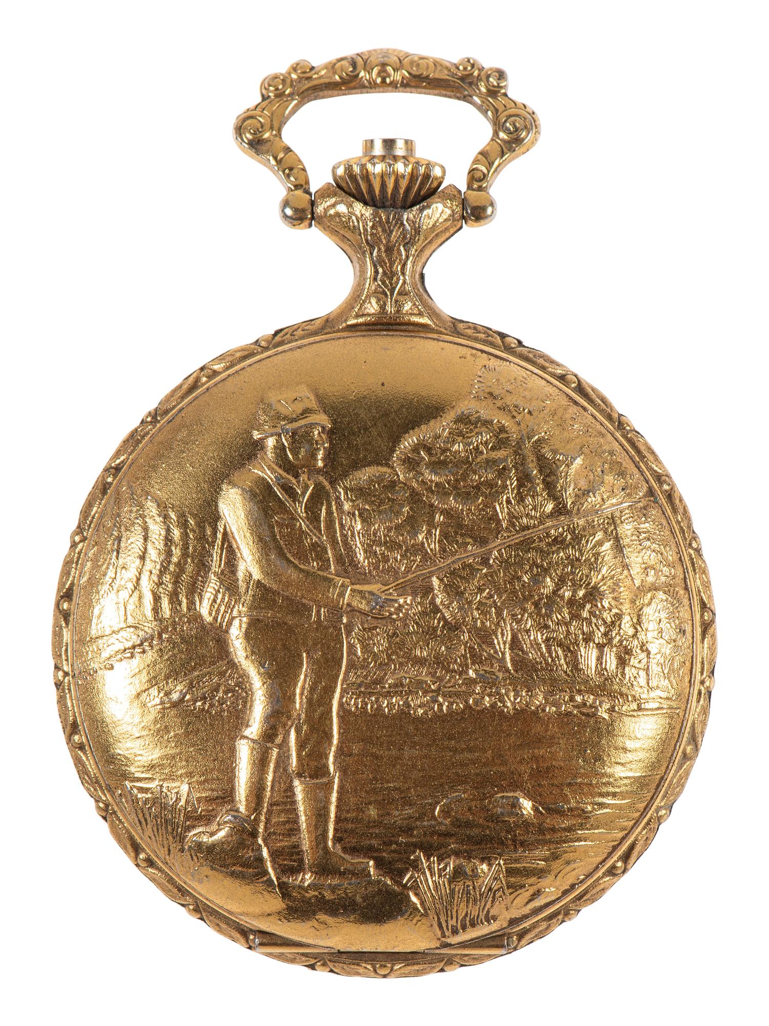 [WATCHES]. A group of 3 pocket watches, including one inscribed with a patriotic motif.