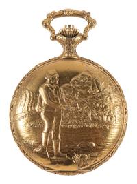 [WATCHES]. A group of 3 pocket watches, including one inscribed with a patriotic motif.