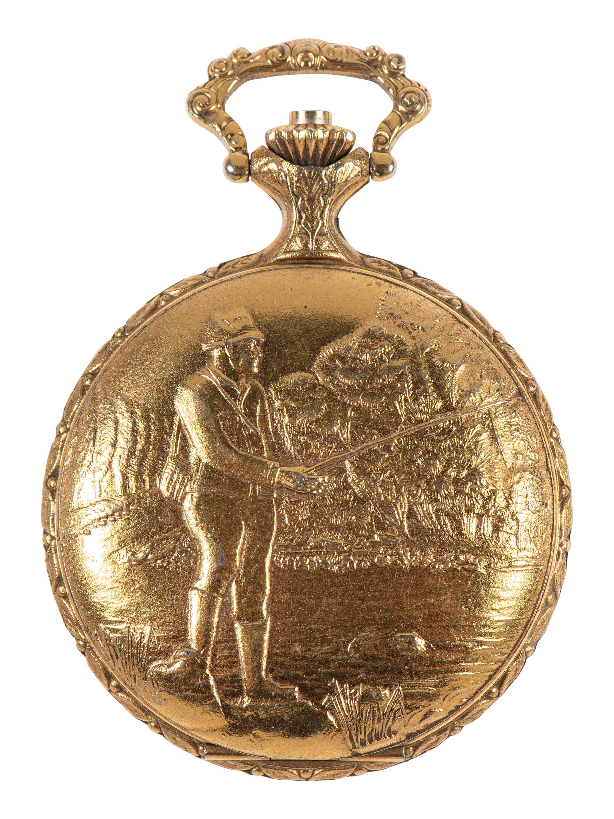 [WATCHES]. A group of 3 pocket watches, including one inscribed with a patriotic motif.