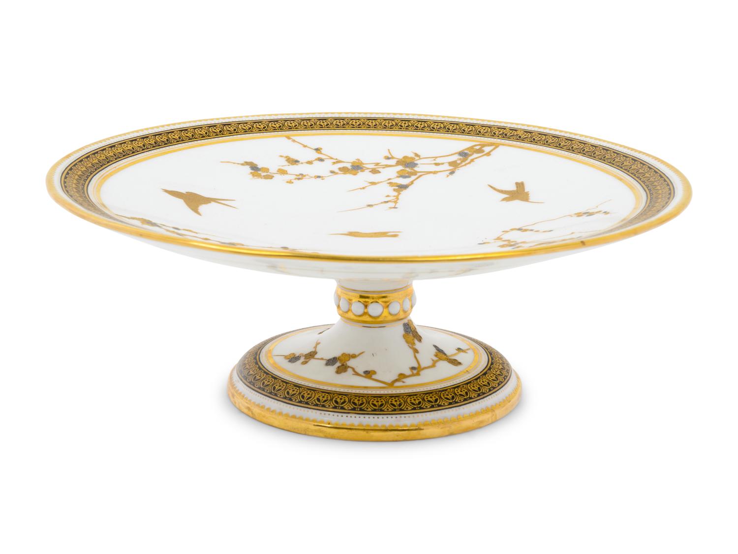 A Continental Parcel Gilt Porcelain Tazza