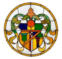 A Lawndale Theater Leaded and Stained Glass Medallion Diameter 32 inches. — CIRCA 1927