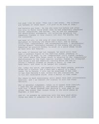 [CIVIL RIGHTS]. DAVIS, Ossie (1917-2005). Typed document signed in ink ("Ossie Davis"), in response to a magazine editor's question asking why he eulogized Malcolm X.