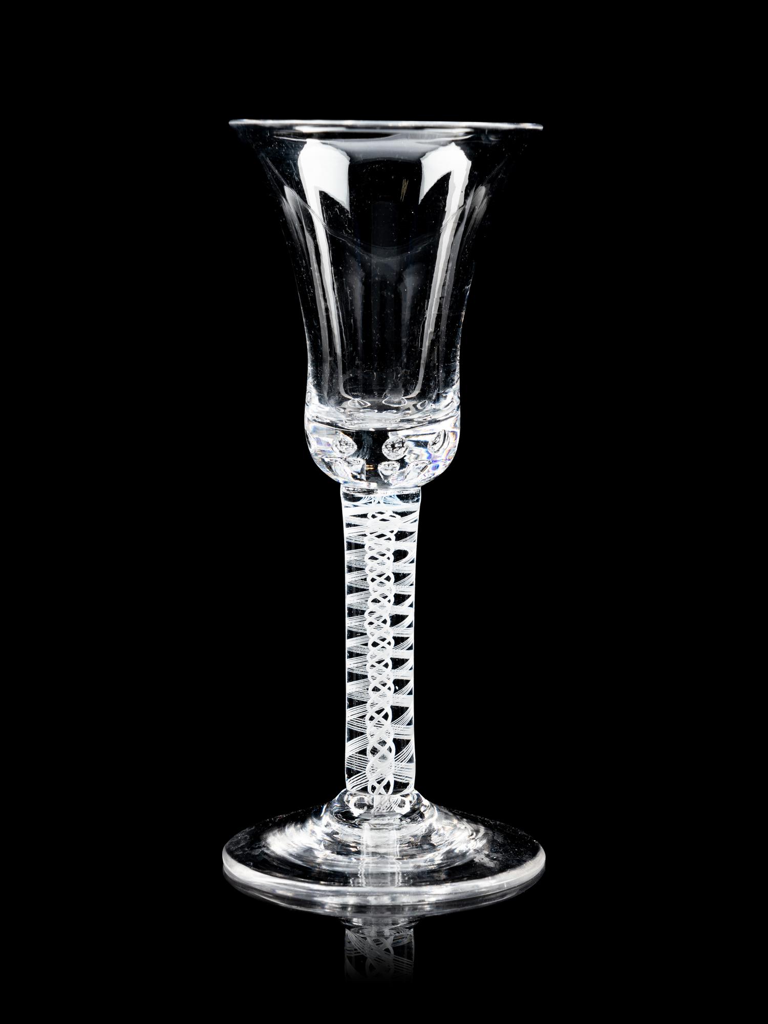 A Group of Five English Opaque Twist Wine Glasses