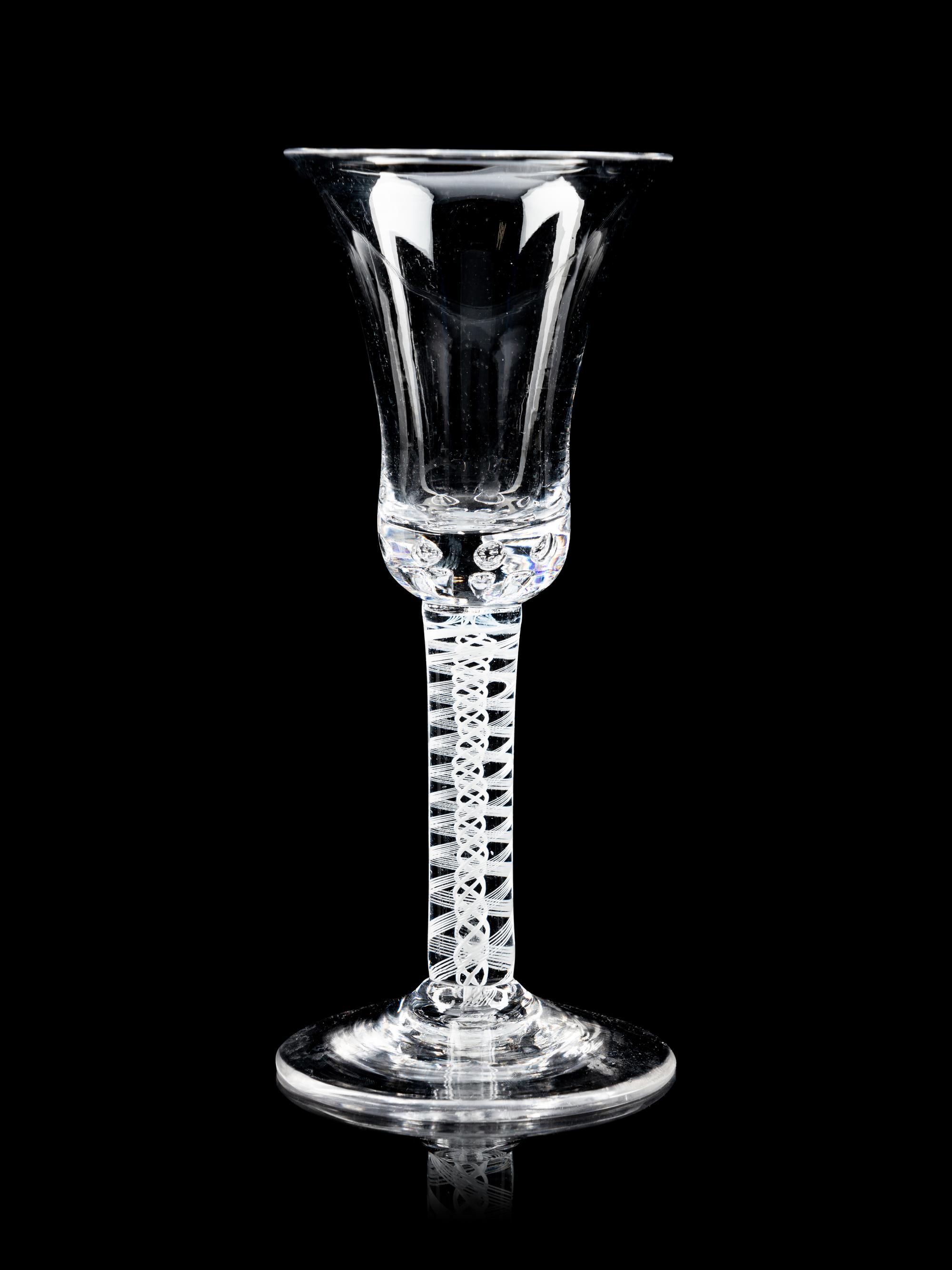 A Group of Five English Opaque Twist Wine Glasses