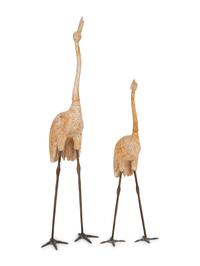 A Pair of Asian Carved Wood Cranes — 20TH CENTURY