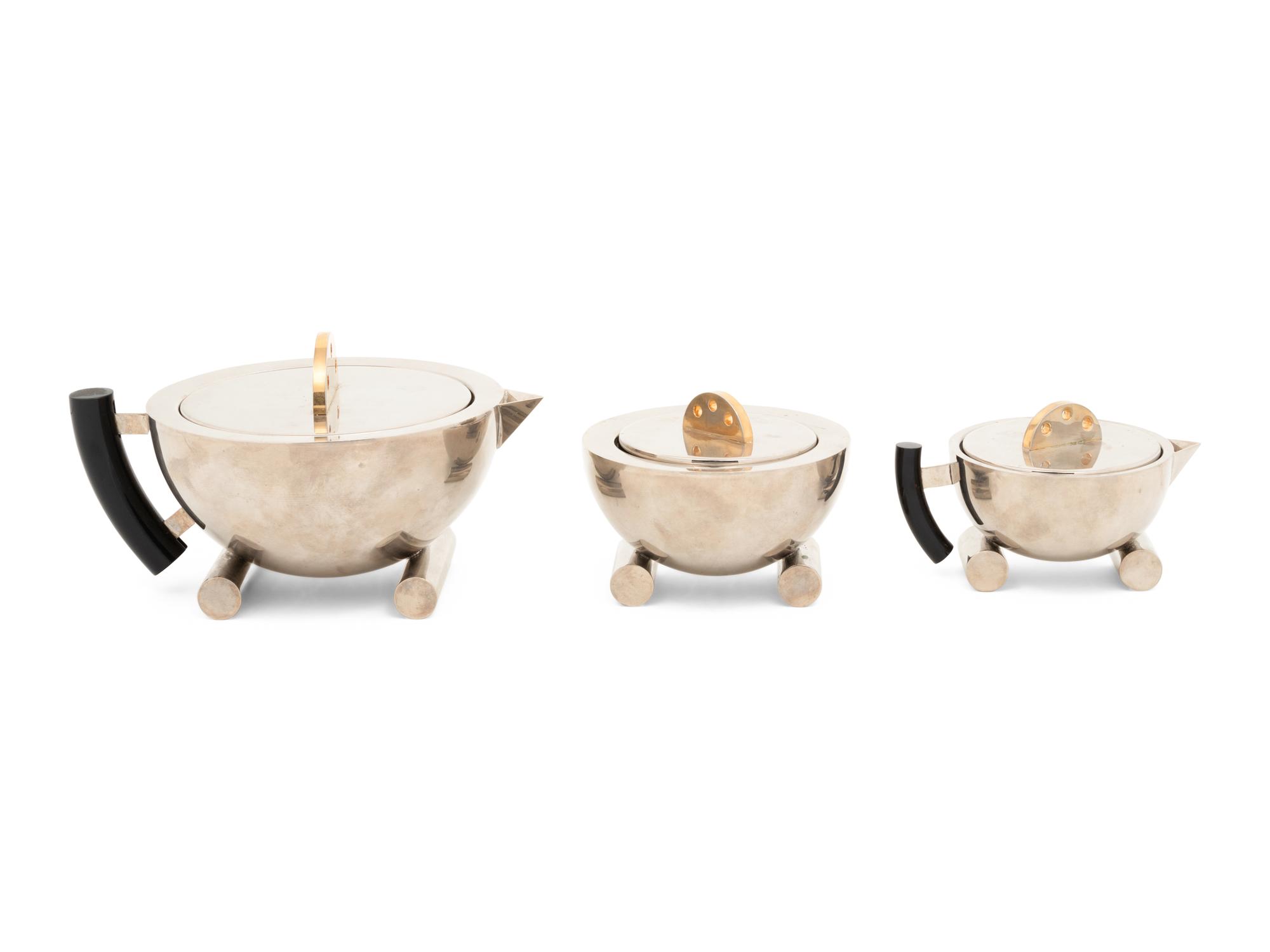 An Art Deco Chromed Metal Tea Set