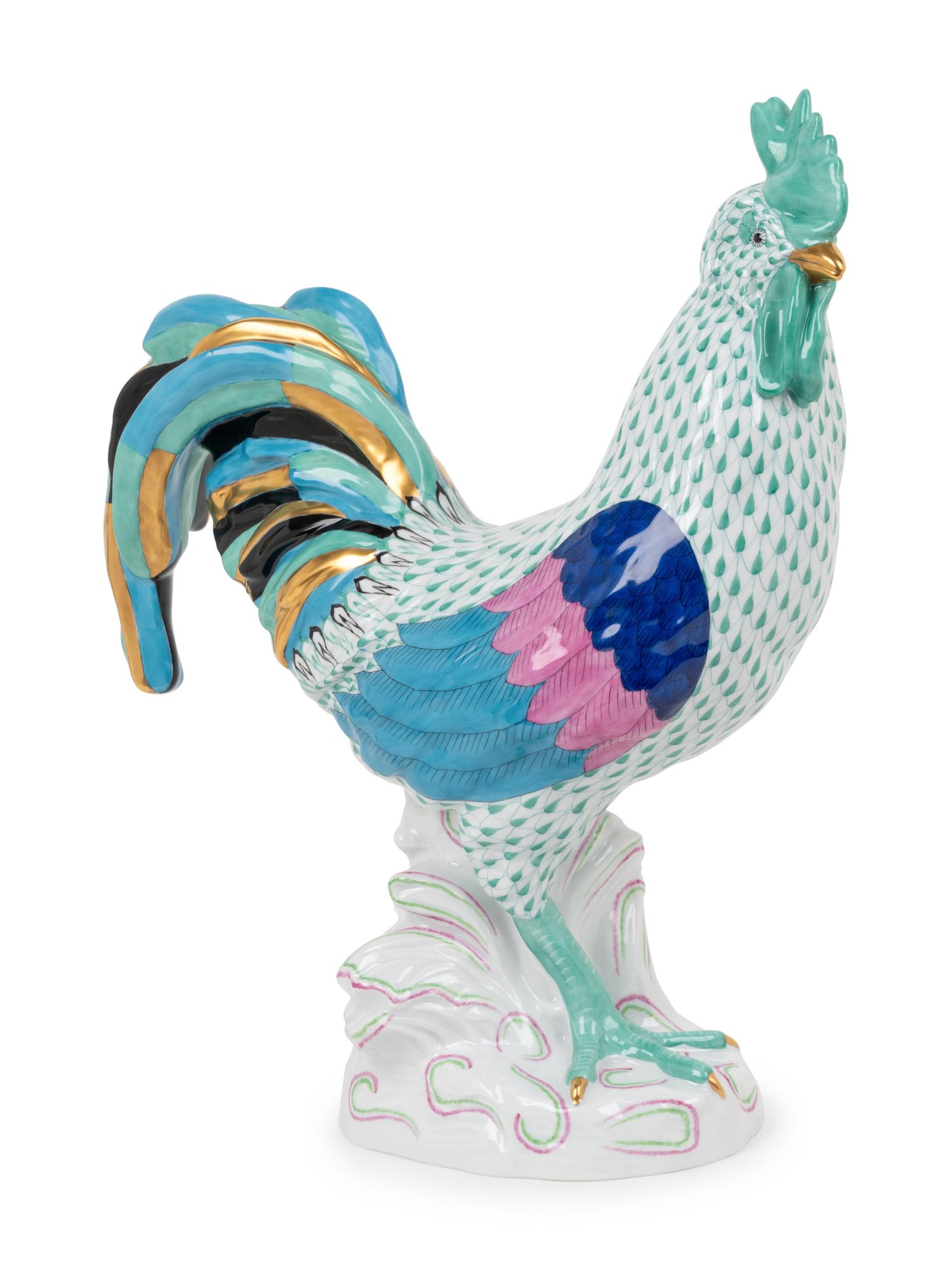 A Large Herend Porcelain Rooster