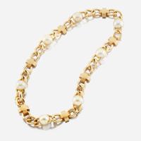 A gold and cultured pearl necklace, Italy