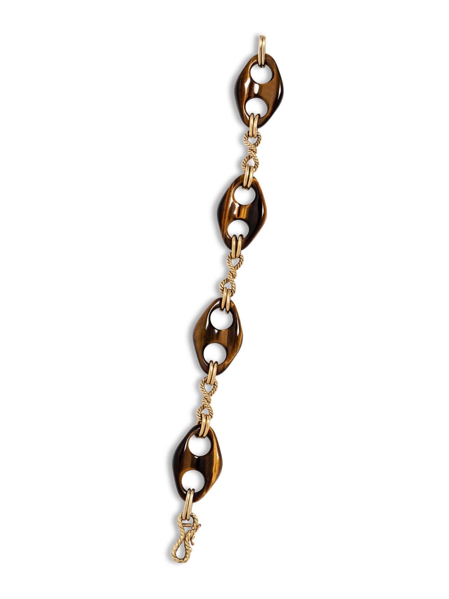 YELLOW GOLD AND TIGER'S EYE BRACELET