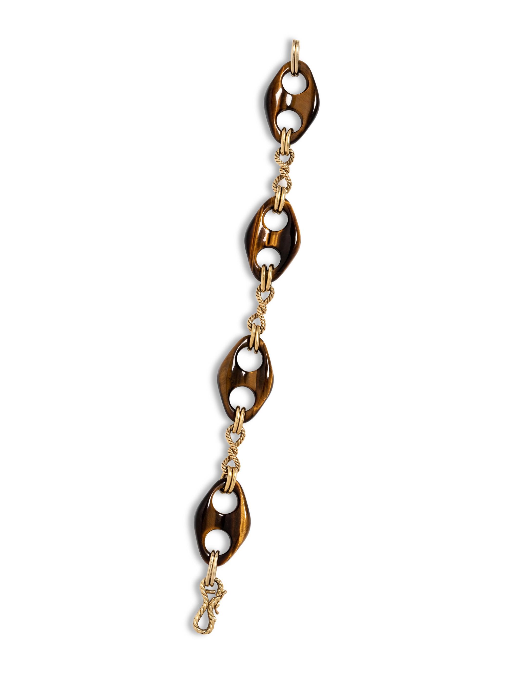 YELLOW GOLD AND TIGER'S EYE BRACELET