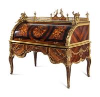 A Louis XV Style Gilt Bronze Mounted Marquetry Bureau à Cylindre