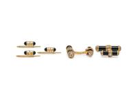 VAN CLEEF & ARPELS, YELLOW GOLD, DIAMOND AND ENAMEL DRESS SET